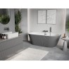 Mexen Oris baignoire îlot contre le mur rainurée 150 x 75 cm, blanche/grise, trop-plein gris canon brossé - 52871507562-66