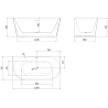 Mexen Oris baignoire autoportante murale rainurée 150 x 75 cm, blanche/grise, trop-plein gun metal - 52871507562-95