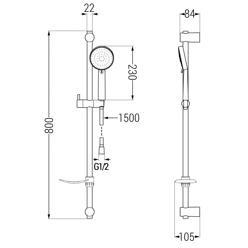 Mexen DF75 ensemble de douche coulissant, chromé - 785754582-02