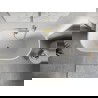 Mexen Oris baignoire îlot adossée cannelée 150 x 75 cm, blanc/noir, trop-plein doré - 52871507575-50