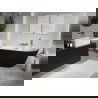 Mexen Oris baignoire îlot adossée cannelée 150 x 75 cm, blanc/noir, trop-plein doré - 52871507575-50