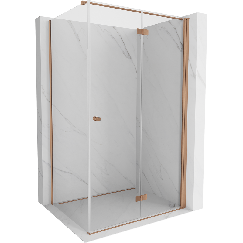 Mexen Mist-F cabine de douche pliable droite 100 x 75 cm, transparent, cuivre brossé - 8A6T-100-075-65-00-P