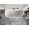 Mexen Oris baignoire autoportante adossée cannelée 150 x 75 cm, blanc/noir, trop-plein doré brossé - 52871507575-55