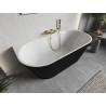 Mexen Oris baignoire autoportante adossée cannelée 150 x 75 cm, blanc/noir, trop-plein doré brossé - 52871507575-55