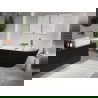 Mexen Oris baignoire autoportante murale cannelée 150 x 75 cm, blanc/noir, trop-plein or rose - 52871507575-60