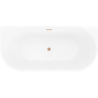 Mexen Oris baignoire autoportante adossée rainurée 150 x 75 cm, blanche/noire, trop-plein en cuivre brossé - 52871507575-65