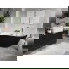 Mexen Oris baignoire autoportante à poser rainurée 150 x 75 cm, blanche/noire, trop-plein cuivre brossé - 52871507575-65