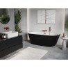 Mexen Oris baignoire autoportante adossée rainurée 150 x 75 cm, blanche/noire, trop-plein en cuivre brossé - 52871507575-65