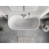 Mexen Oris baignoire autoportante murale rainurée 150 x 75 cm, blanche/noire, trop-plein nickel brossé - 52871507575-97