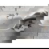 Mexen Oris baignoire îlot adossée rainurée 150 x 75 cm, blanc/noir, trop-plein nickel brossé - 52871507575-97