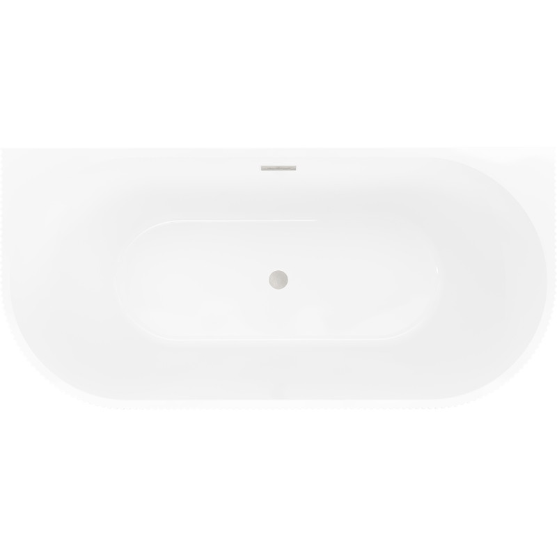 Mexen Oris baignoire autoportante murale rainurée 150 x 75 cm, blanche/noire, trop-plein nickel brossé - 52871507575-97