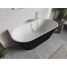 Mexen Oris baignoire autoportante murale rainurée 150 x 75 cm, blanche/noire, trop-plein nickel brossé - 52871507575-97