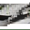 Mexen Oris baignoire îlot adossée rainurée 150 x 75 cm, blanc/noir, trop-plein nickel brossé - 52871507575-97
