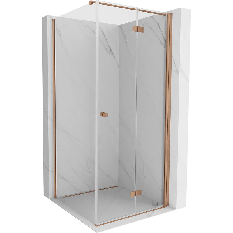 Mexen Mist-F cabine de douche pliante droite 90 x 90 cm, transparent, cuivre brossé - 8A6T-090-090-65-00-P