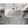Mexen Oris baignoire autoportante murale rainurée 170 x 80 cm, blanche, trop-plein cuivre brossé - 52871708000-65