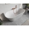 Mexen Oris baignoire autoportante murale rainurée 170 x 80 cm, blanche, trop-plein cuivre brossé - 52871708000-65