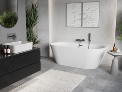 Mexen Oris baignoire autoportante murale rainurée 170 x 80 cm, blanche, trop-plein gun metal - 52871708000-95