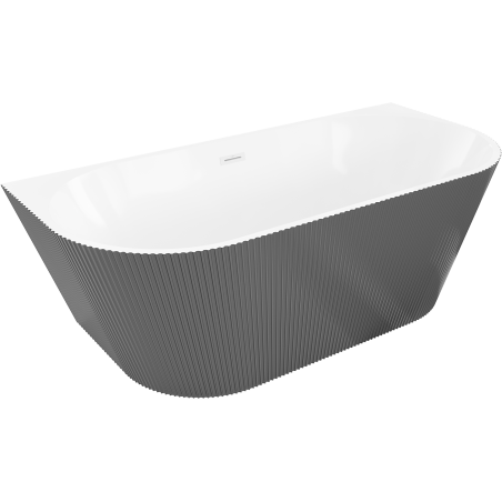 Mexen Oris baignoire autoportante murale cannelée 170 x 80 cm, blanc/gris, trop-plein blanc - 52871708062-20