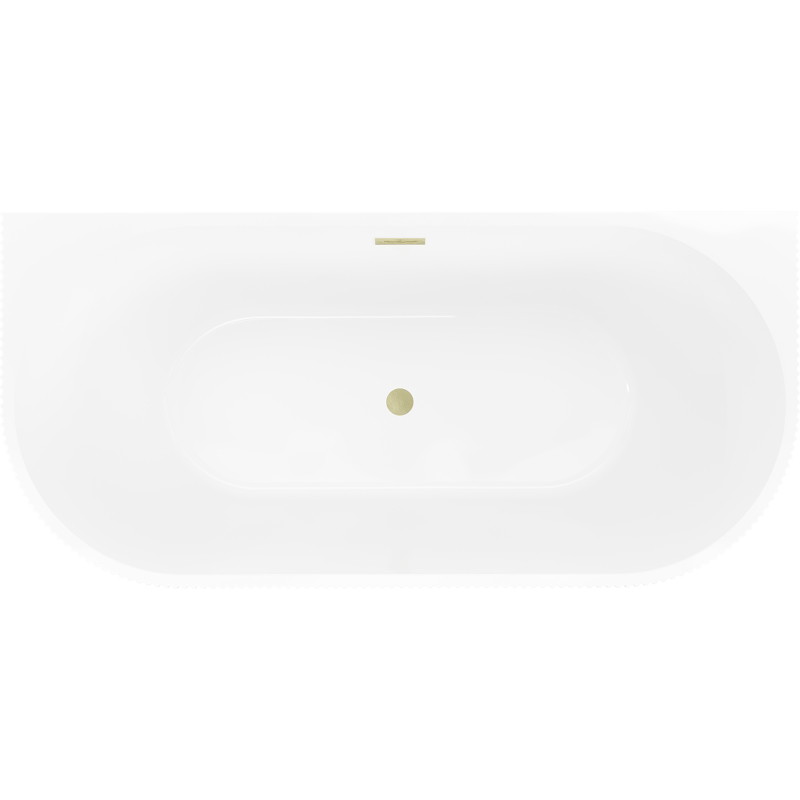 Mexen Oris baignoire autoportante adossée rainurée 170 x 80 cm, blanc/gris, trop-plein or brossé - 52871708062-55