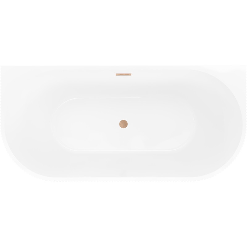 Mexen Oris baignoire autoportante adossée cannelée 170 x 80 cm, blanche/grise, trop-plein en cuivre brossé - 52871708062-65