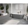 Mexen Oris baignoire autoportante adossée cannelée 170 x 80 cm, blanche/grise, trop-plein en cuivre brossé - 52871708062-65