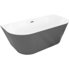 Mexen Oris baignoire îlot adossée rainurée 170 x 80 cm, blanc/gris, trop-plein gun gray brossé - 52871708062-66