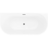 Mexen Oris baignoire autoportante murale cannelée 170 x 80 cm, blanche/grise, trop-plein gris acier brossé - 52871708062-66