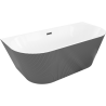 Mexen Oris baignoire autoportante murale striée 170 x 80 cm, blanc/gris, trop-plein noir - 52871708062-70