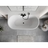 Mexen Oris baignoire autoportante murale rainurée 170 x 80 cm, blanche/grise, trop-plein noir - 52871708062-70