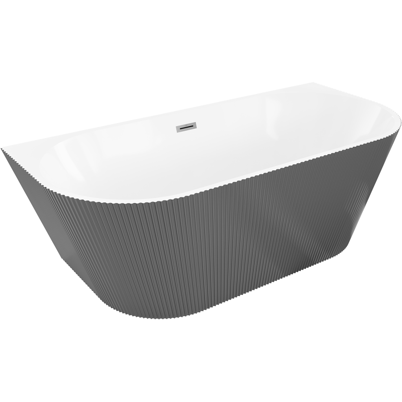 Mexen Oris baignoire autoportante murale rainurée 170 x 80 cm, blanc/gris, trop-plein gun metal - 52871708062-95