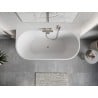 Mexen Oris baignoire îlot mi-adossée rainurée 170 x 80 cm, blanche/grise, trop-plein nickel brossé - 52871708062-97