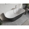 Mexen Oris baignoire îlot mi-adossée rainurée 170 x 80 cm, blanche/grise, trop-plein nickel brossé - 52871708062-97