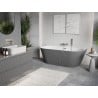 Mexen Oris baignoire îlot mi-adossée rainurée 170 x 80 cm, blanche/grise, trop-plein nickel brossé - 52871708062-97