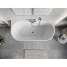 Mexen Oris baignoire autoportante contre le mur rainurée 170 x 80 cm, blanche/noire, trop-plein chromé - 52871708075-01