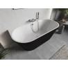 Mexen Oris baignoire autoportante contre le mur rainurée 170 x 80 cm, blanche/noire, trop-plein chromé - 52871708075-01
