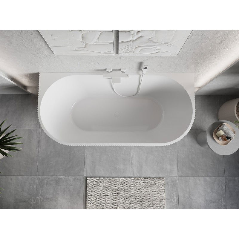 Mexen Oris baignoire sur pied murale rainurée 170 x 80 cm, blanc/noir, trop-plein blanc - 52871708075-20