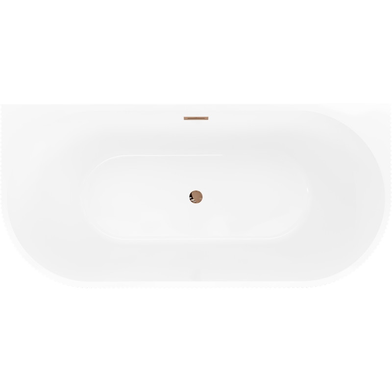 Mexen Oris baignoire autoportante murale rainurée 170 x 80 cm, blanche/noire, trop-plein or rose - 52871708075-60