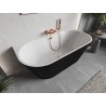 Mexen Oris baignoire autoportante murale rainurée 170 x 80 cm, blanche/noire, trop-plein or rose - 52871708075-60