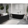 Mexen Oris baignoire autoportante en niche rainurée 170 x 80 cm, blanche/noire, trop-plein nickel brossé - 52871708075-97