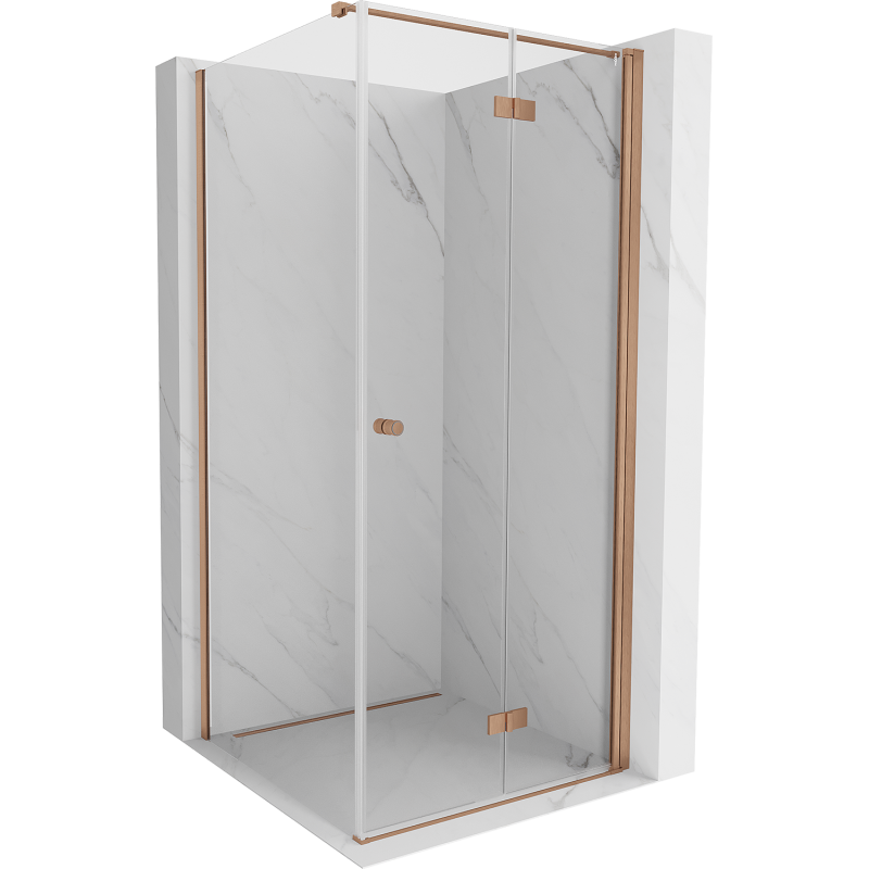 Mexen Mist-F cabine de douche pliante droite 100 x 100 cm, transparent, cuivre brossé - 8A6T-100-100-65-00-P