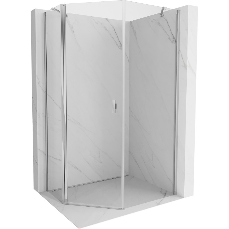 Mexen Mist cabine de douche pentagonale asymétrique à porte battante 90 x 100 cm, transparent, chromé - 8A8-090-100-01-00