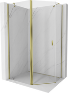 Mexen Mist cabine de douche pentagonale asymétrique pivotante 100 x 80 cm, transparent, or - 8A8-100-080-50-00