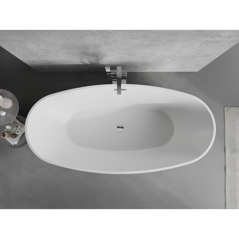 Mexen Lira baignoire autoportante motif 170 x 80 cm, blanc/noir, trop-plein chromé - 52831708075-01