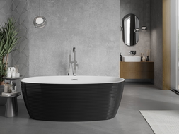 Mexen Lira baignoire autoportante motif 170 x 80 cm, blanc/noir, trop-plein chromé - 52831708075-01
