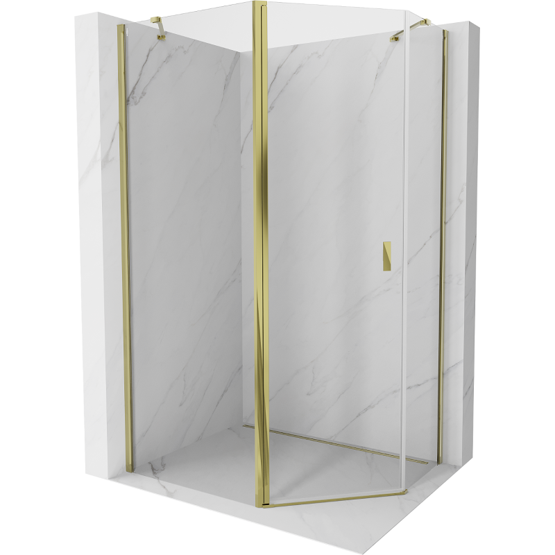 Mexen Mist cabine de douche pentagonale asymétrique à charnière 100 x 90 cm, transparent, doré - 8A8-100-090-50-00