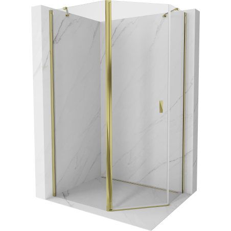 Mexen Mist cabine de douche pentagonale asymétrique à charnière 100 x 90 cm, transparent, doré - 8A8-100-090-50-00