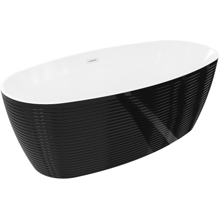 Mexen Lira baignoire îlot motif 170 x 80 cm, blanc/noir, trop-plein blanc- 52831708075-20