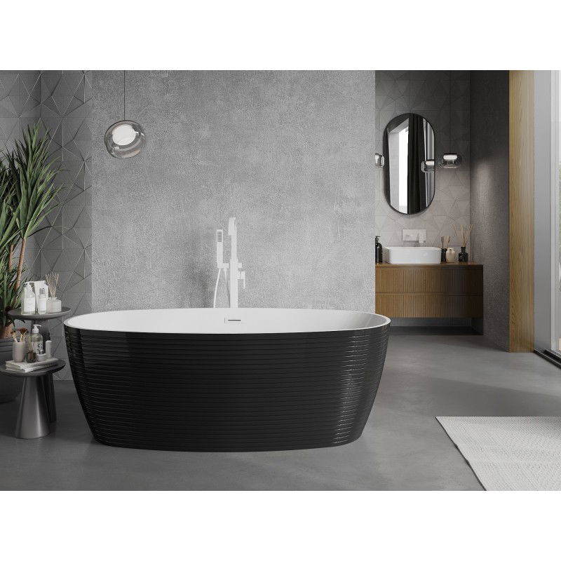 Mexen Lira baignoire autoportante motif 170 x 80 cm, blanc/noir, trop-plein blanc- 52831708075-20