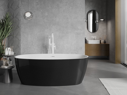 Mexen Lira baignoire îlot motif 170 x 80 cm, blanc/noir, trop-plein blanc- 52831708075-20
