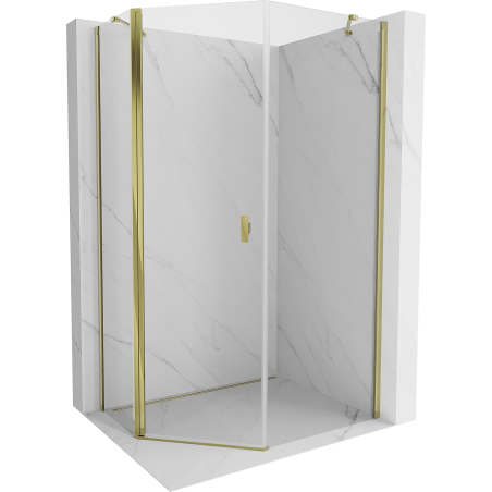 Mexen Mist cabine de douche pentagonale asymétrique pivotante 80 x 100 cm, transparent, or - 8A8-080-100-50-00